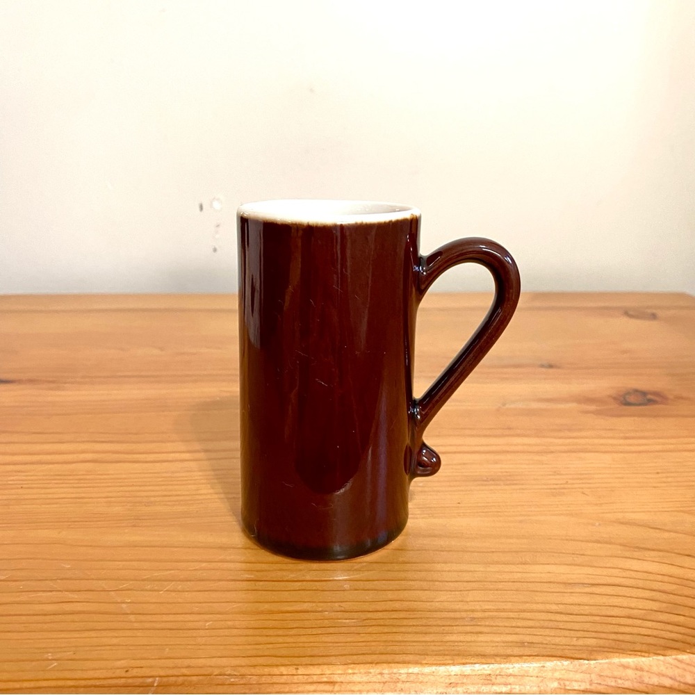 Vintage espresso shot mug brown glaze pottery retro demitasse cup